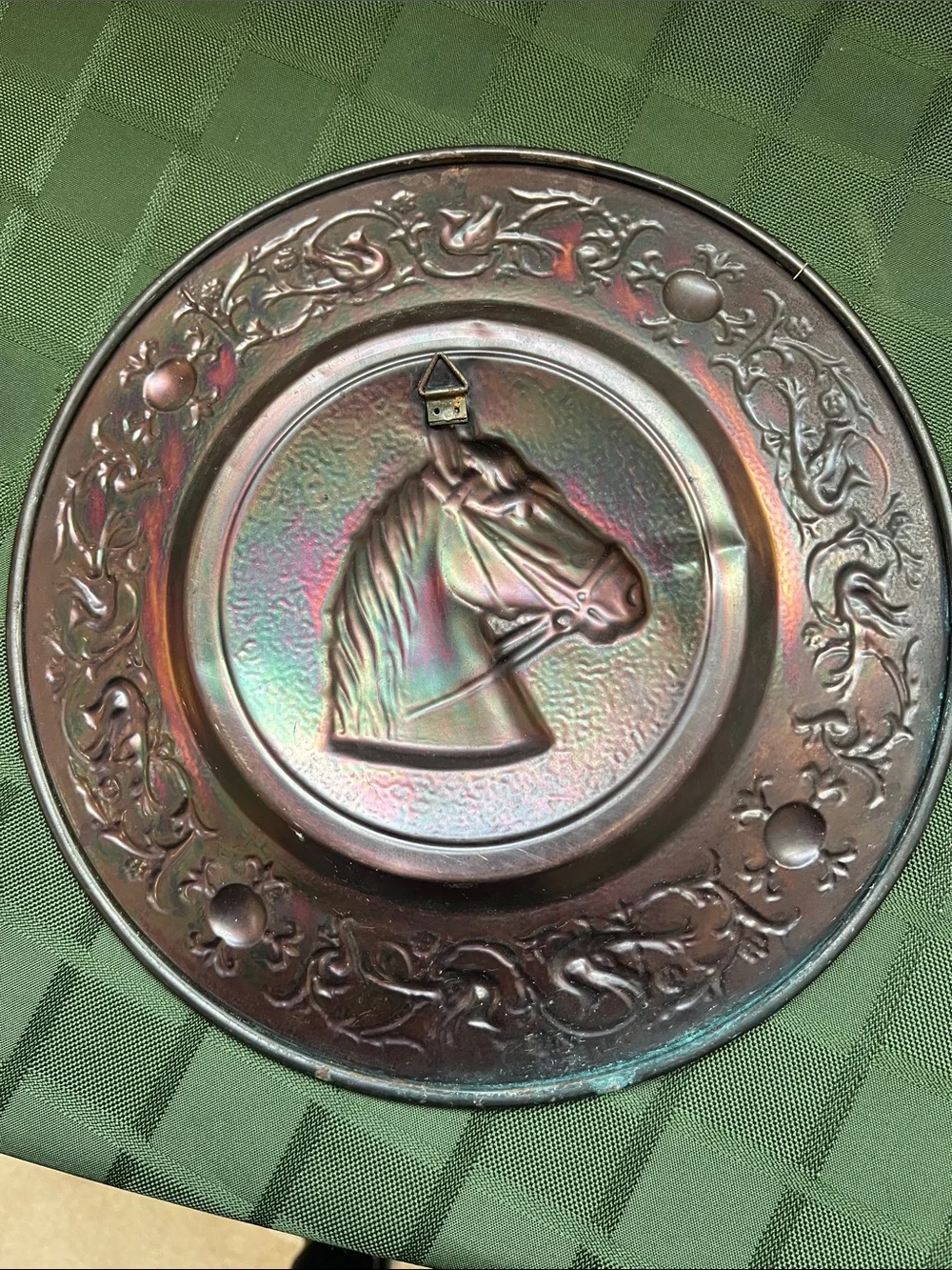 Vintage Decorative Horse Medallion Wall Plate - Copper Finish - Picture 8 of 11